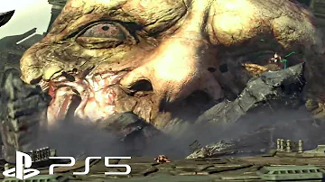 God of War PS5 Ascension - Hecatonchires Boss Fight The Giant TITAN Killer Vs Kratos (4K UHD)
