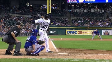 TOR@DET: J.D. Martinez slaps a double down the line