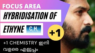 Hybridisation of Ethyne C2H2 | Class 11 | Other examples of sp3 sp2 and sp hybridisation malayalam