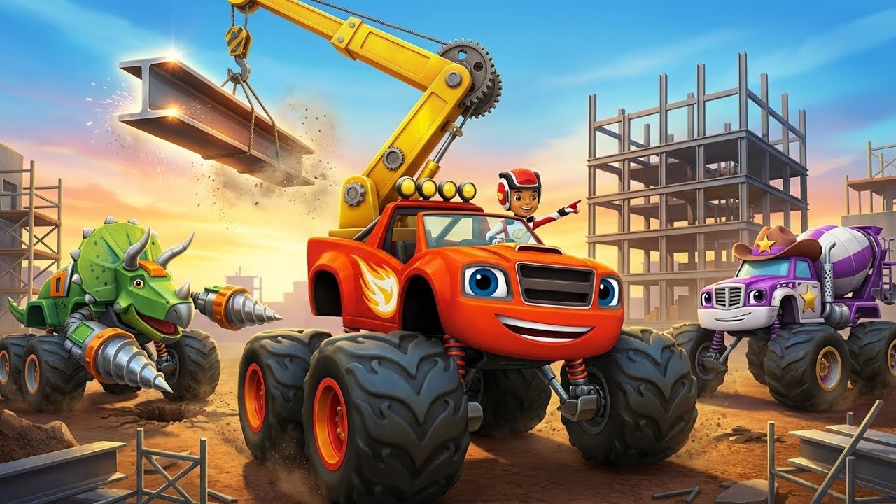Blaze Monster Machine FULL Episode | Mega-Construction Team Rescue! 🏗️ | Kids Cartoons & STEM