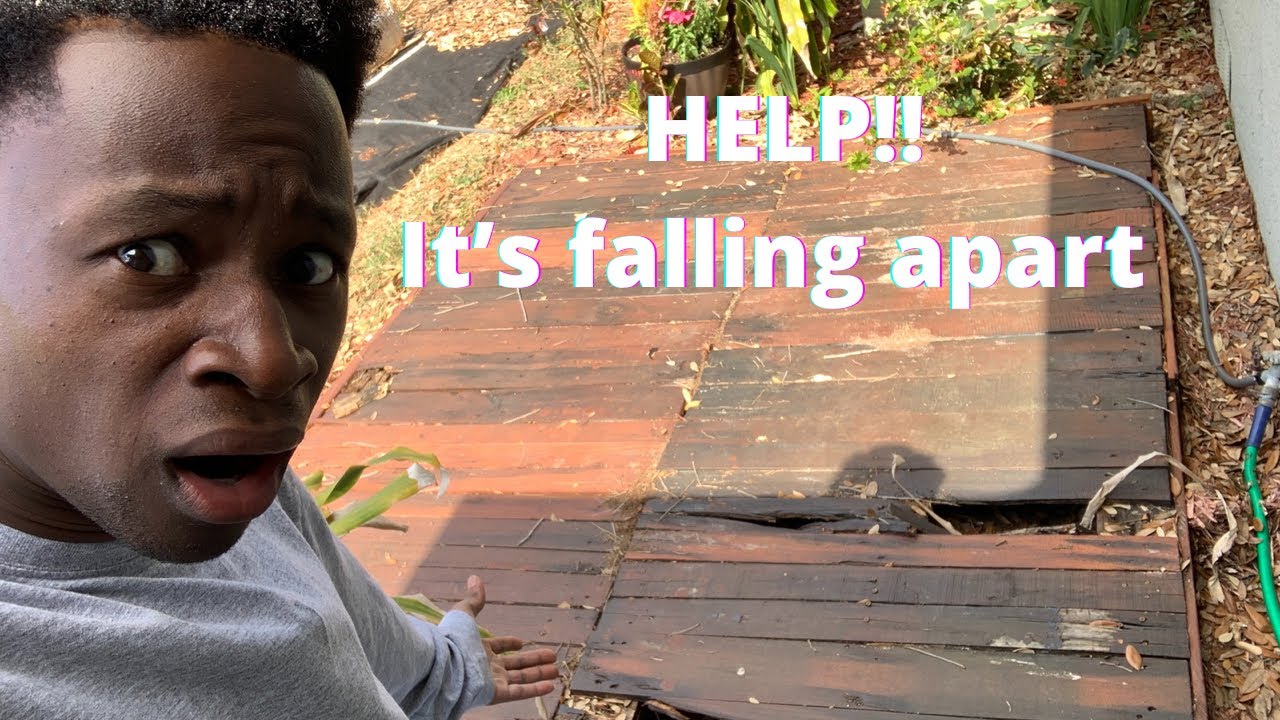 HELP, MY PALLET DECK IS FALLING APART!! HOW TO REHAB FRONT YARD DECK! DIY DECK SOLUTIONS