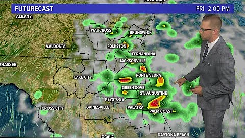 Breezy conditions remain with scattered showers from tropical moisture Friday