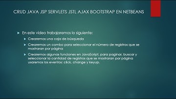 CRUD JAVA JSP SERVLETS JSTL AJAX BOOTSTRAP EN NETBEANS VIDEO 4