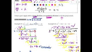Division of Polynomials Video Notes