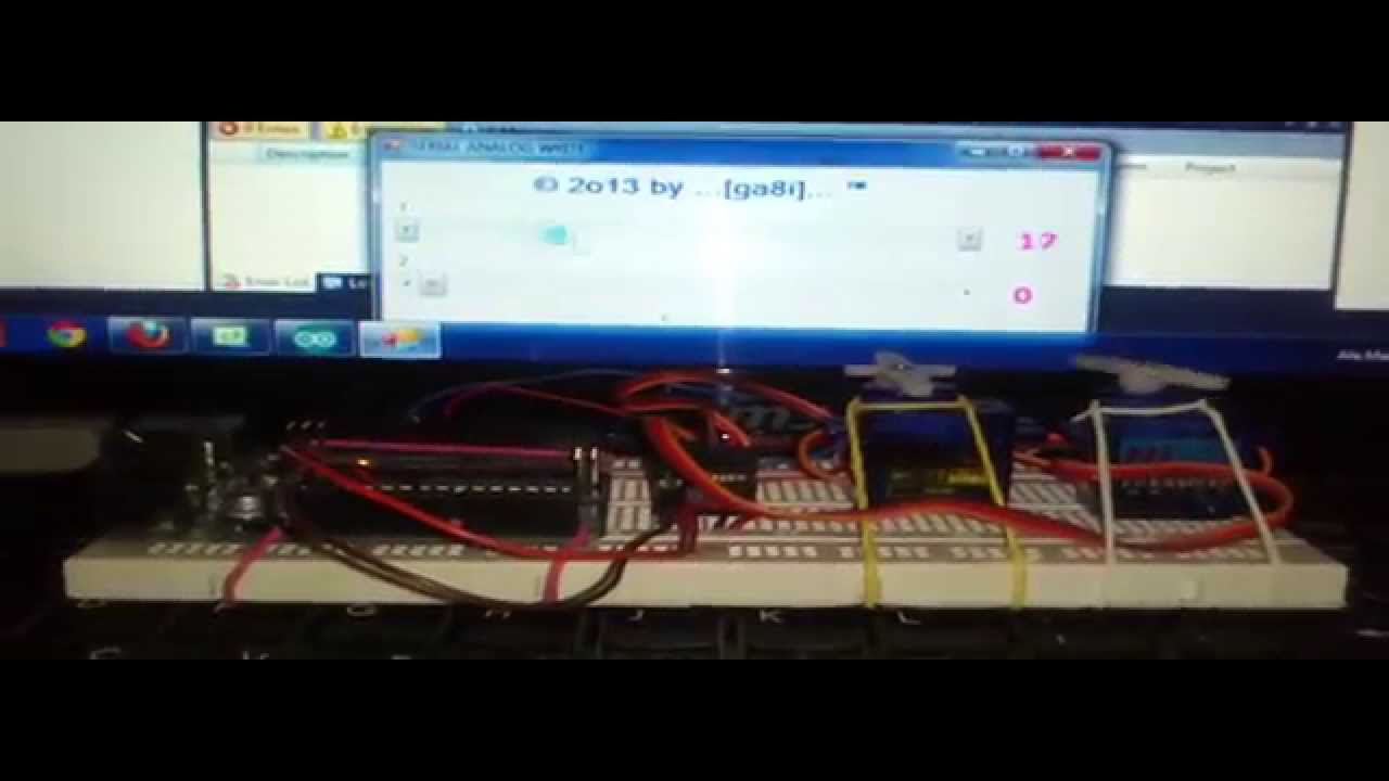 C# interfacing with Arduino to control two servos via USB - YouTube