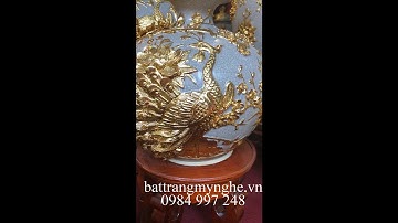 Bình hút tài lộc công đào đắp kênh nổi dát vàng