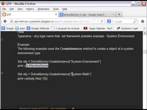 Dotnetfactory object in QTP