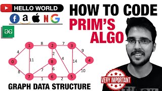 How to code Prim's Algorithm | Minimum Spanning Tree (MST) | Code Explained C++ Hindi | Hello world