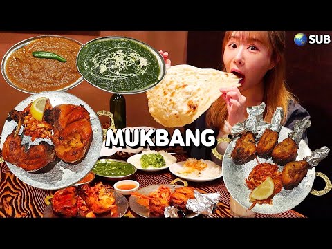 <strong>인도</strong> 커리가 이렇게 매웠나요!!?🔥🔥🔥 시금치커리, 머턴 빈다루, 탄두리치킨, 치킨 탕그리, <strong>난</strong>, 라씨 등등 먹방!! Spicy Indian curry MUKBANG