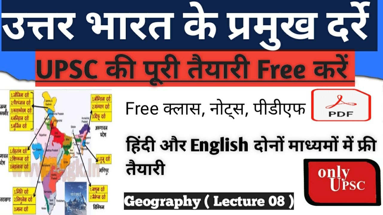 उत्तर भारत के प्रमुख दर्रे | Free Online IAS Class 2024  | Geography Class 08 | ONLY UPSC
