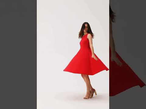 Video: CM8050 Sukienka rozkloszowana bez rękawów - czerwona