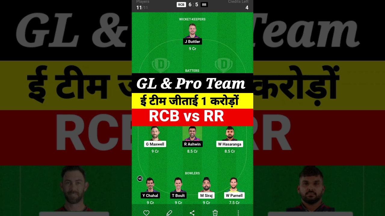 Rcb Prediction rcb vs rr dream 11 prediction | rcb vs rr team prediction today match ...