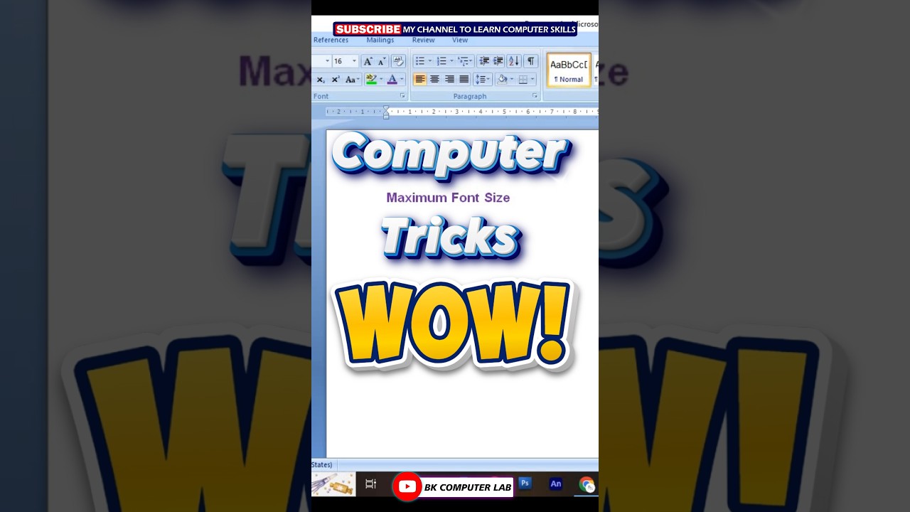 Ms Word Me Font Ka Maximum Size Kya Hota Hai //
