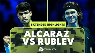 Carlos Alcaraz vs Andrey Rublev First Meeting | ATP Finals 2023 Extended Highlights