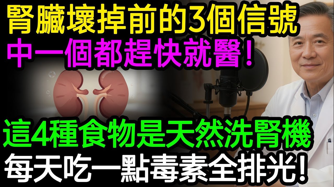 腎臟壞掉前的3個信號，中一個都趕快就醫！這4種食物是天然的洗腎機，每天吃一點毒素全排光！#腎臟病 #洗腎 #夜尿 #水腫 #蛋白尿