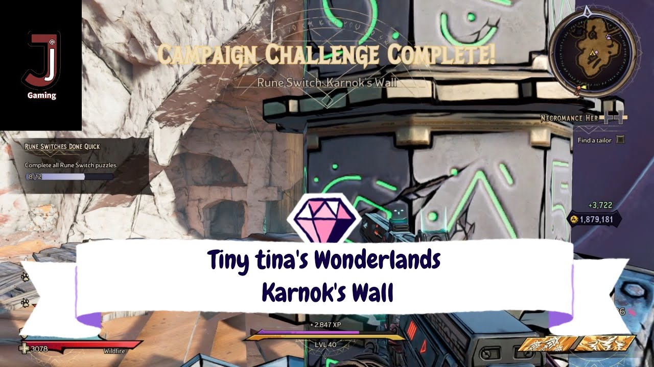 Tiny Tina's Wonderlands Rune switch puzzle location and solution in Karnok Wall