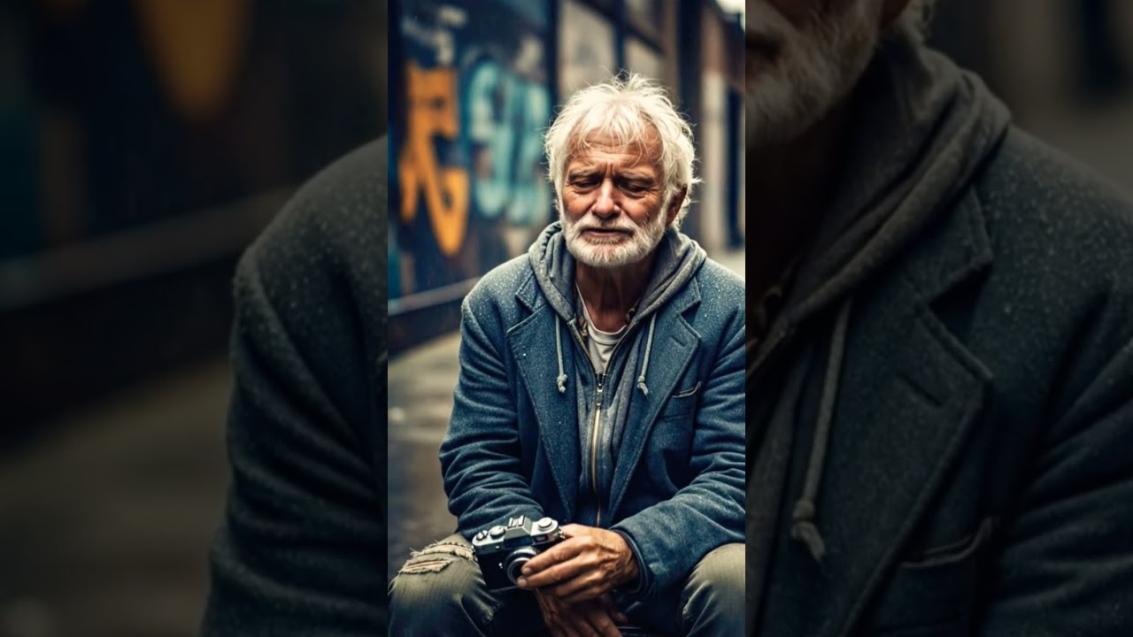 Homeless grandfather singing / Still waiting his son to comeback 