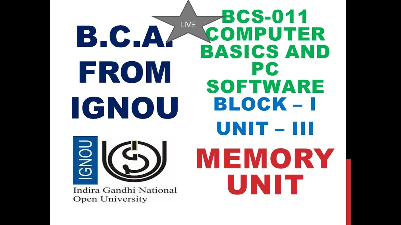 Memory Unit - IGNOU BCA Computer Awareness - YouTube