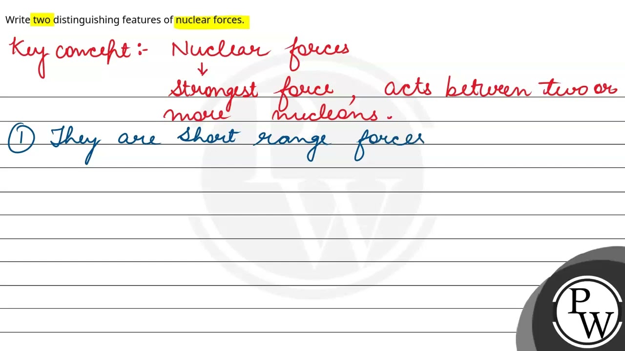 Write two distinguishing features of nuclear forces.....