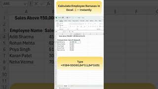 Calculate Employee Bonuses in Excel Instantly! ⚡ #Shorts