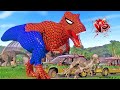 Spiderman T-Rex and Batman I-Rex, Superman Spinosaurus vs Giganotosaurus Dinosaur Battle