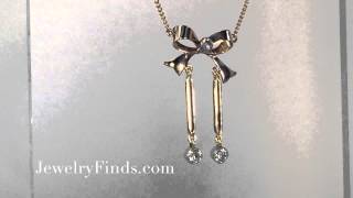 Early 1900's .71ct t.w. Old European Cut Diamond Bow Motif Necklace 14k/10k