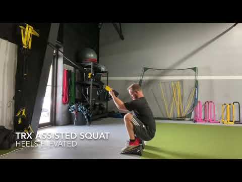 Heels Elevated Assisted Squat - TRX assistance for a deeper squat