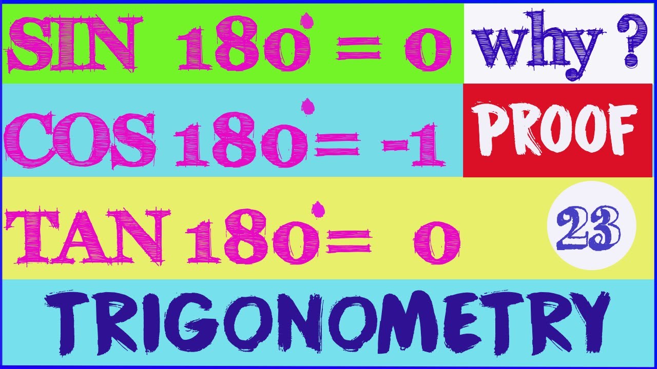 cos 180  Update New  THE VALUE OF TRIGONOMETRIC FUNCTIONS FOR AN ANGLE 180 DEGREES  || SIN 180 COS 180 TAN 180 VALUE