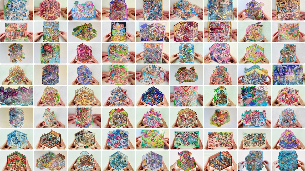 How to DIY 3D miniature scenes using stickers, Satisfying Crafts, ASMR