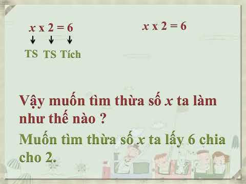 Lớp 2 -Tuần 23 - Toán: TÌM MỘT THỪA SỐ CỦA PHÉP NHÂN
