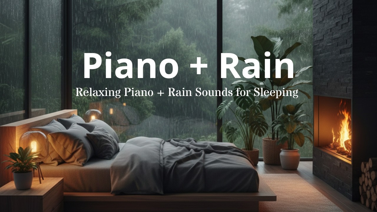 Relaxing Piano + Rain Sounds for Sleeping - Stress Relief and Anxiety | Peaceful Bedroom Ambience