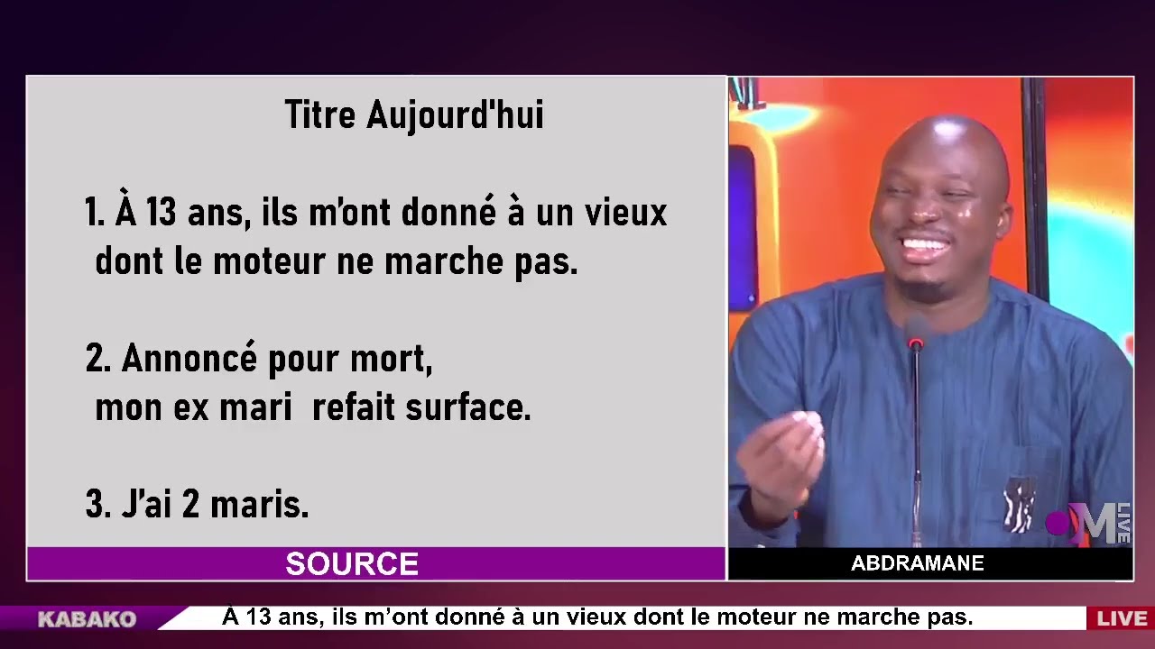 OM LIVE : #kabako / À 13 ans, ils m’ont donné à un vieux dont le mo*teur ne mar*che pas.