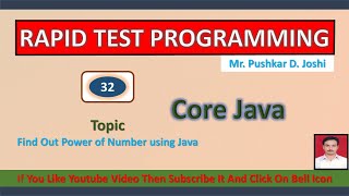 Find Out Power of Number using Java || Part 32