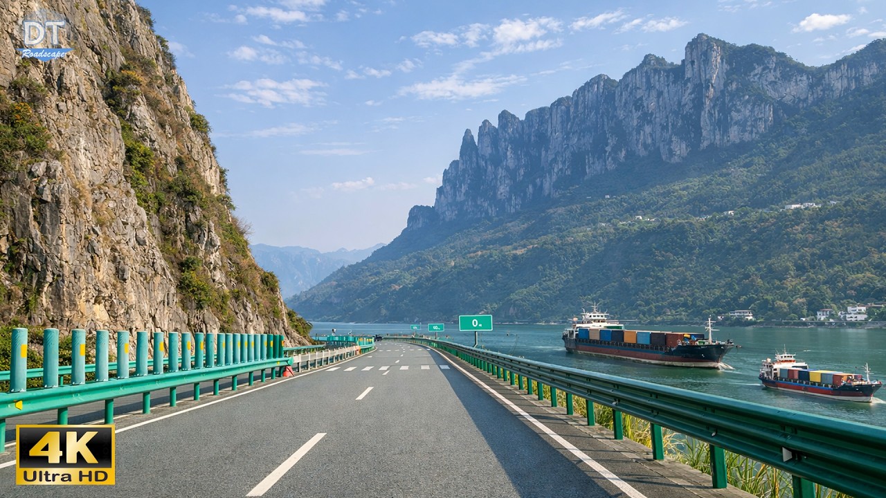 Sanxia Expressway 4K HDR - China's Engineering Marvel Along the Yangtze Golden Waterway