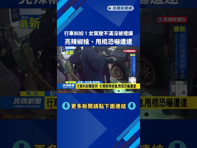 行車糾紛！女駕駛不滿沒被禮讓　亮辣椒槍、甩棍恐嚇遭逮－民視新聞