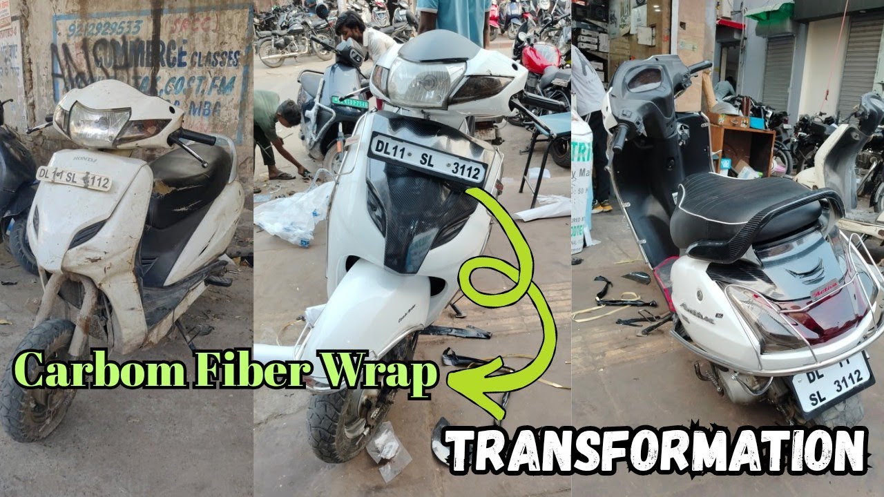 Carbon Fiber Wrap on Scooty | Transformation 