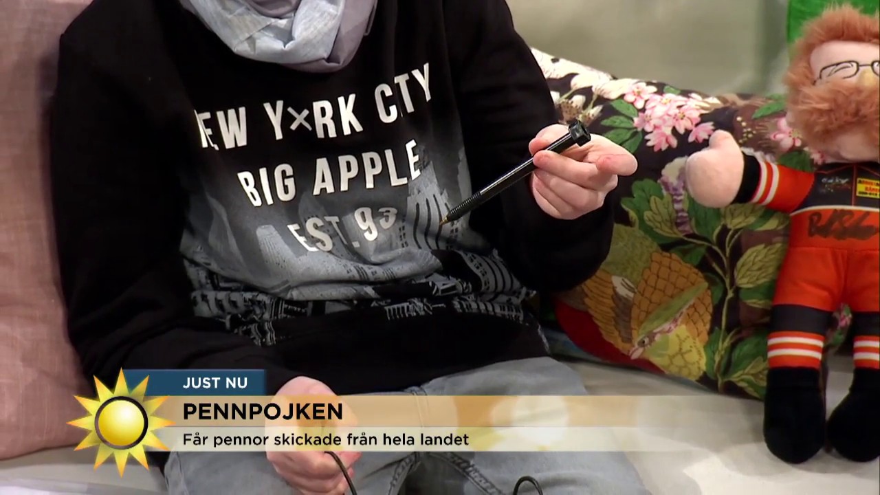 10-åriga Adam samlar på pennor och får hela landet att engagera sig!  - Nyhetsmorgon (TV4)