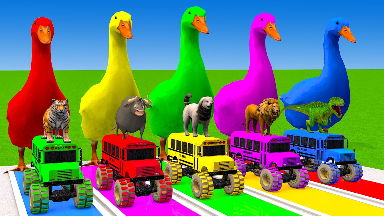 Long Slide Game With Cow Elephant Gorilla Hippopotamus Tiger 3d Animal Game Funny 3d Animals