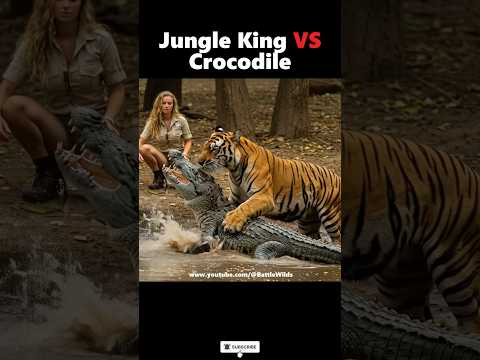 Jungle King vs Crocodile‼️ A Terrifying Close Call #tiger #crocodile