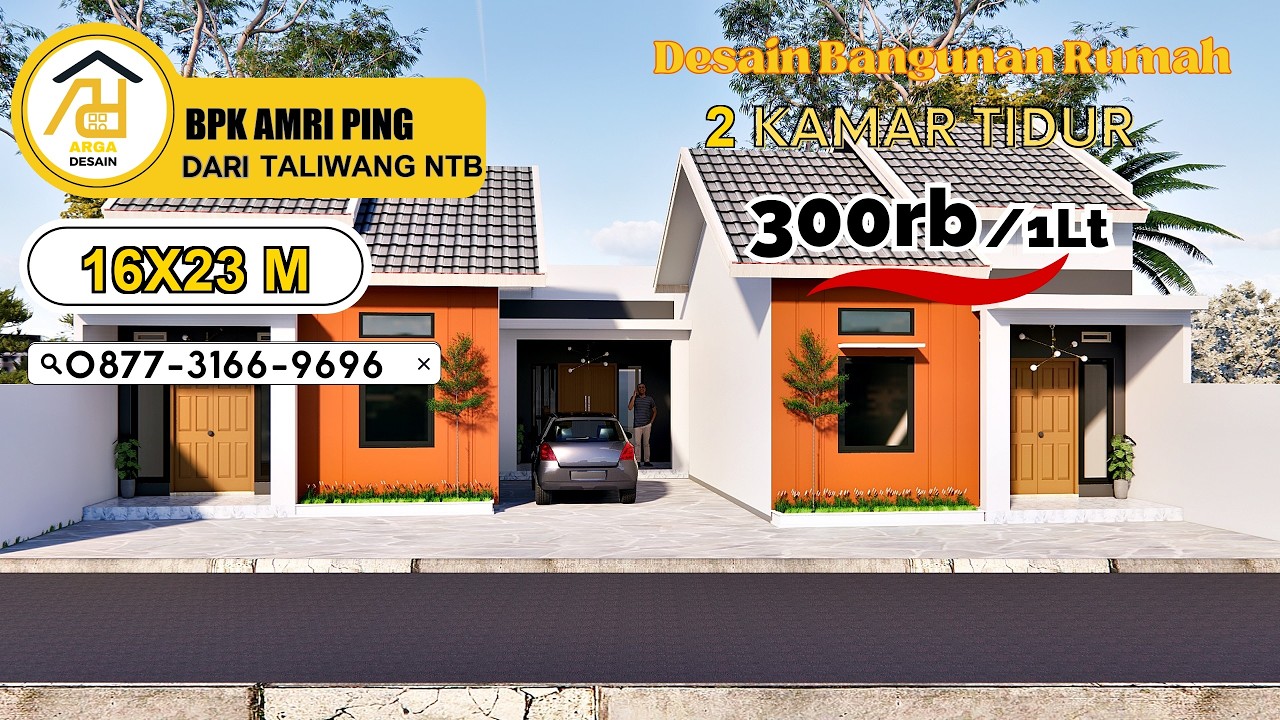 Desain Rumah Ukuran 16X23 M  [1 LANTAI] dari BPK AMRI, Jasa Desain Rumah TALIWANG NTB