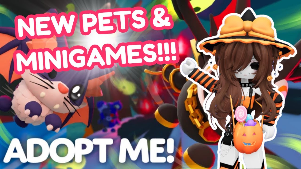 ADOPT ME HALLOWEEN UPDATE!!! playing NEW minigame & GETTING A KITTY BAT ...
