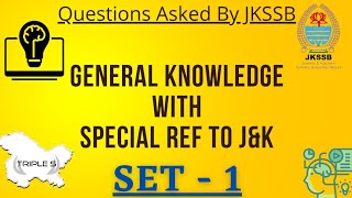 General Knowledge with Special Reference to J&K - Set - 1 || Questions Asked by  JKSSB || Live Class screenshot 1