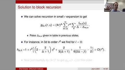 2021 Bootstrap School - Shai Chester: Numerical Conformal Bootstrap with SDP, Lecture 1