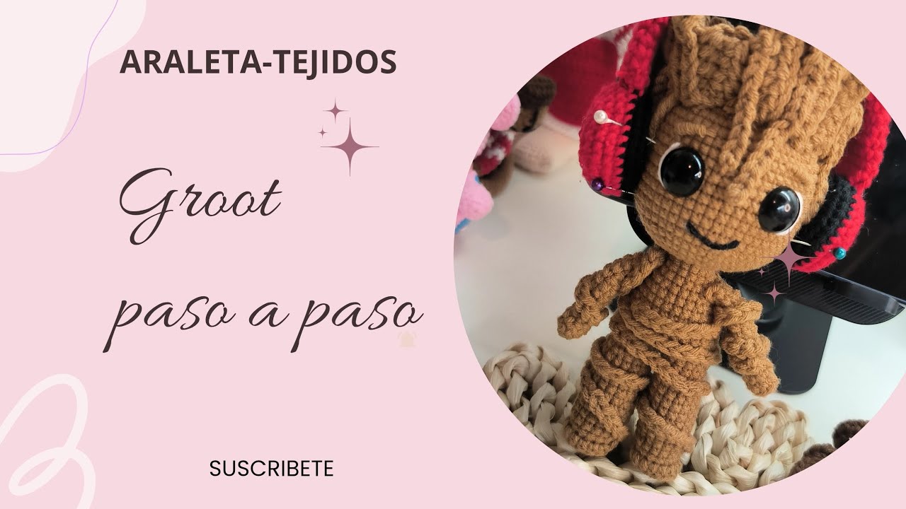 Groot con audifonos,  tejido fácil paso a paso 1ra parte 