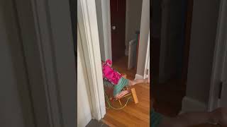 Little boy gets himself stuck in toy and cannot get out