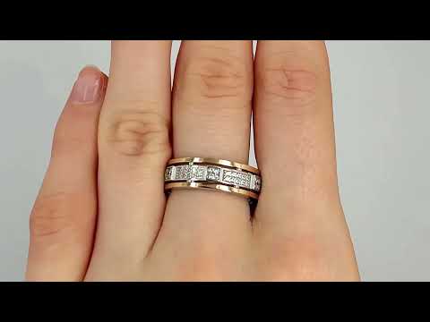 Каблучка срібна жіноча з золотом БС2306 вставка білі фіаніти розмір 20, видео 1