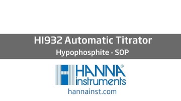 Hypophosphite Analysis with the HI932 Automatic Titrator