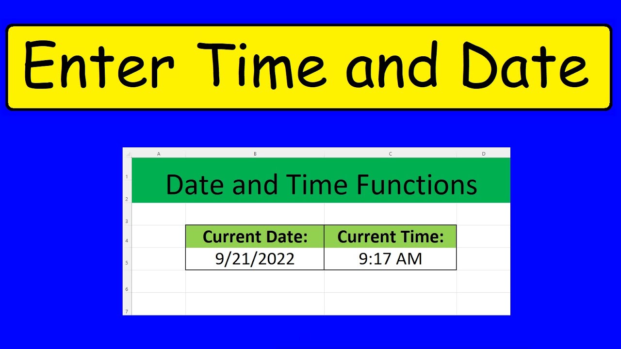 How Enter The Current Time In Excel - YouTube