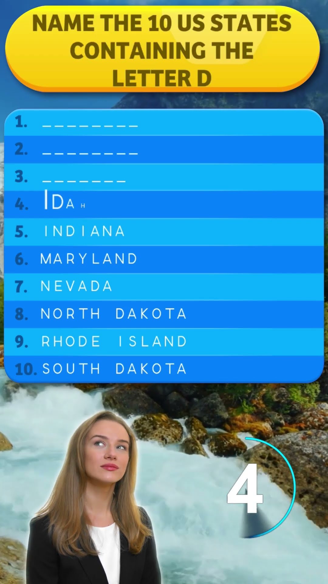 NAME THE 10 US STATES CONTAINING THE LETTER D YouTube NAME THE 10 US STATES CONTAINING THE LETTER D YouTube