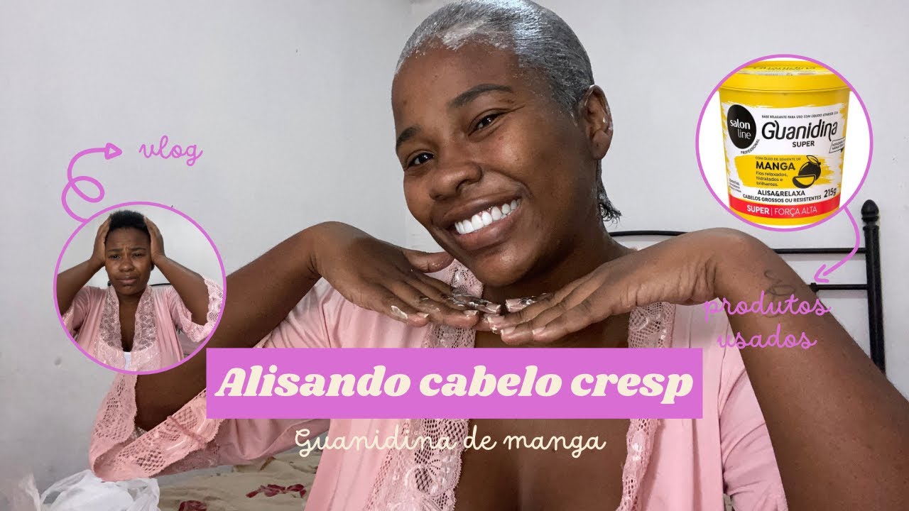 Alisando o cabelo crespo em casa gastando pouco / testando Guanidina de manga da Salon line .